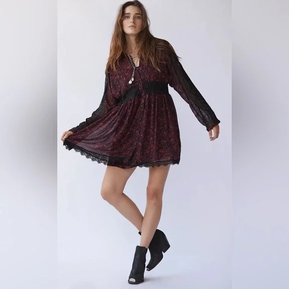 Free People | Dresses | Free People Dark Red Combo Mini Dress Sheer Romance Long Sleeved Size S | Poshmark Free People | Dresses | Free People Dark Red Combo Mini Dress Sheer Romance Long Sleeved Size S | Poshmark